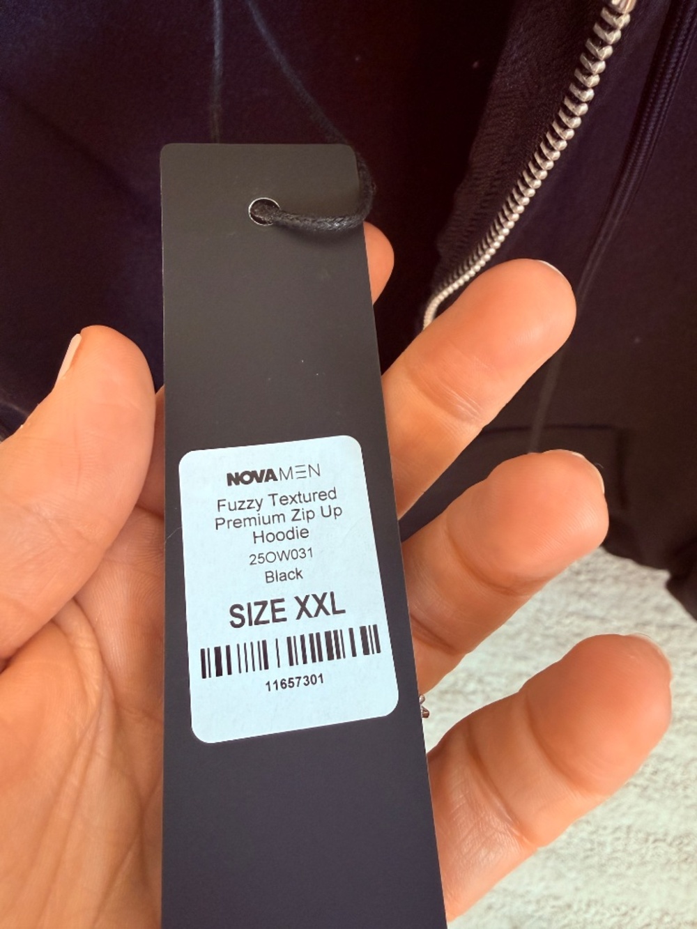 Fashion Nova Men Fuzzy Premium Zip Up Hoodie Black XXL NWT - Picture 3 of 6